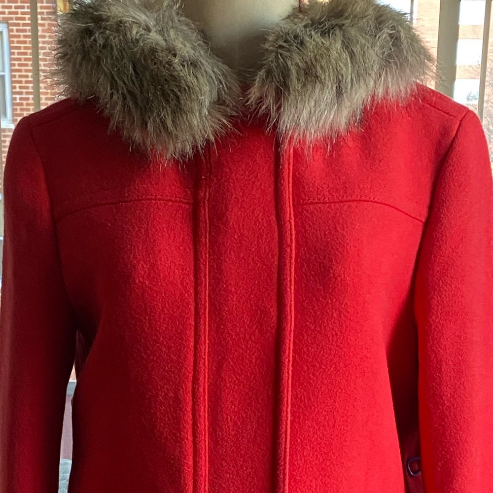 J. Crew Chateau Parka Wool Blend,Peacoat In Red Size 4 Petite. - Picture 5 of 12